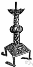 pricket - a sharp metal spike to hold a candle