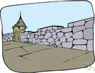 parapet - a low wall along the edge of a roof or balcony