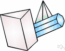 prism - optical device having a triangular shape and made of glass or quartz