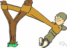 catapult - a plaything consisting of a Y-shaped stick with elastic between the arms