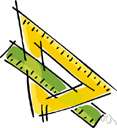 triangle - any of various triangular drafting instruments used to draw straight lines at specified angles