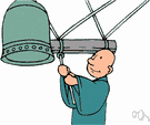 Bell ringer - a person who rings church bells (as for summoning the congregation)