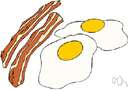 bacon and eggs - eggs (fried or scrambled) served with bacon