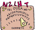 Ouija board - a board with the alphabet on it