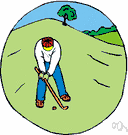 fairway - the area between the tee and putting green where the grass is cut short