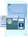 smart card - a plastic card containing a microprocessor that enables the holder to perform operations requiring data that is stored in the microprocessor