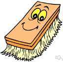 scrub brush - a brush with short stiff bristles for heavy cleaning