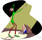 theater prompter - someone who assists a performer by providing the next words of a forgotten speech