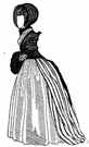 calash - a woman's large folded hooped hood