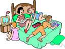 sleepover - an occasion of spending a night away from home or having a guest spend the night in your home (especially as a party for children)