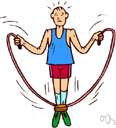jump rope - a length of rope (usually with handles on each end) that is swung around while someone jumps over it