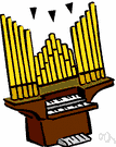organ - wind instrument whose sound is produced by means of pipes arranged in sets supplied with air from a bellows and controlled from a large complex musical keyboard