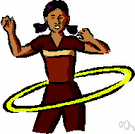 Hula-Hoop - plaything consisting of a tubular plastic hoop for swinging around the hips