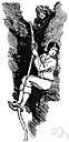 abseil - lower oneself with a rope coiled around the body from a mountainside