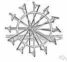 paddle wheel - a large wheel fitted with paddles and driven by an engine in order to propel a boat
