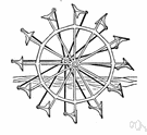 paddlewheel - a large wheel fitted with paddles and driven by an engine in order to propel a boat