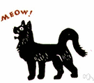 meow - the sound made by a cat (or any sound resembling this)