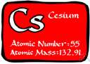 cesium - a soft silver-white ductile metallic element (liquid at normal temperatures)