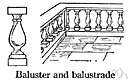 baluster - one of a number of closely spaced supports for a railing